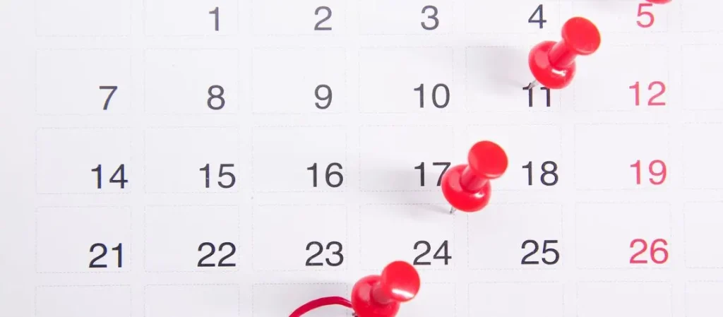 Calendar with key property valuation dates highlighted